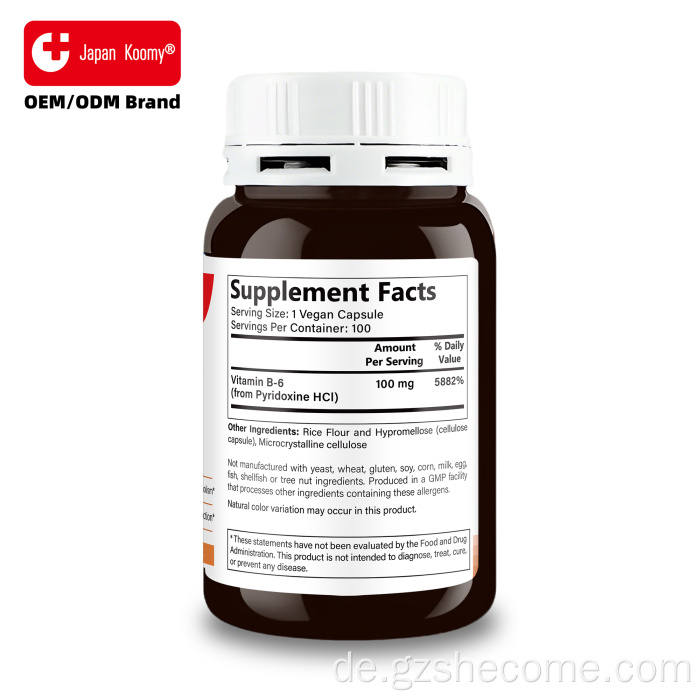 Shecome Vitamin B6-Kapseln, Nervensystem, Herzgesundheit